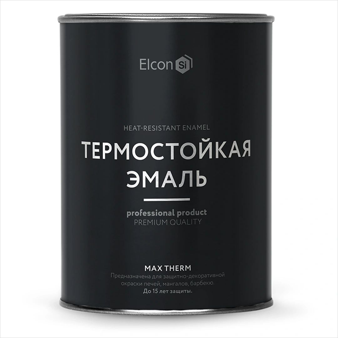 Эмаль термос. черная антикор.  t+1200°С  Элкон 0,8 кг