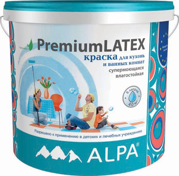 Краска ALPA DIY ПРЕМИУМЛАТЕКС 0,9л (1,55кг) матовая латекс. супермоющаяся рек-но для дет. и мед.учр.