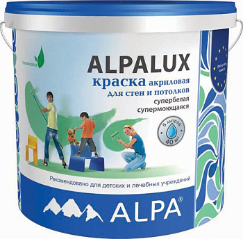 Краска ALPA DIY АЛЬПАЛЮКС супербела 0,9л (1,57кг) в/э мат. супемоющ. рек-но для дет. и мед. учр.