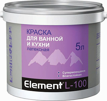 !Краска ALPA ЭЛЕМЕНТ L-100, База С, 1,8 л (2,45 кг) для ванной и кухни матовая латексная