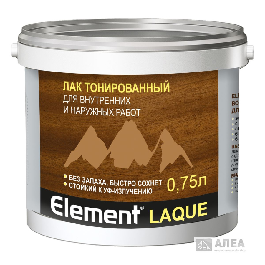 Лак акриловый тонированный Element LAQUE бесцветный 0,75 л (0,77 кг)