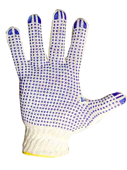 Перчатки х/б с ПВХ  ТОЧКА   7,5 кл  белые (Кр.)(в упак.10пар)